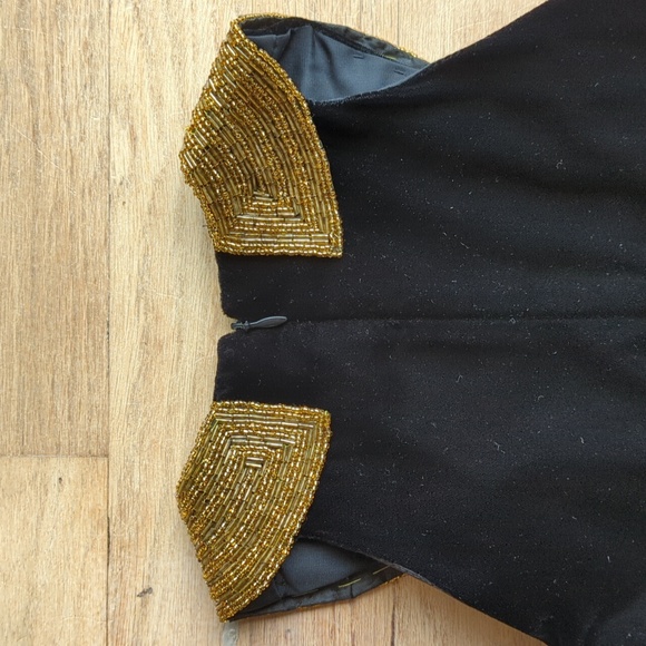 Women's Alex Evenings Black Dress with Gold Collar Vintage Size 6 - Picture 6 of 7